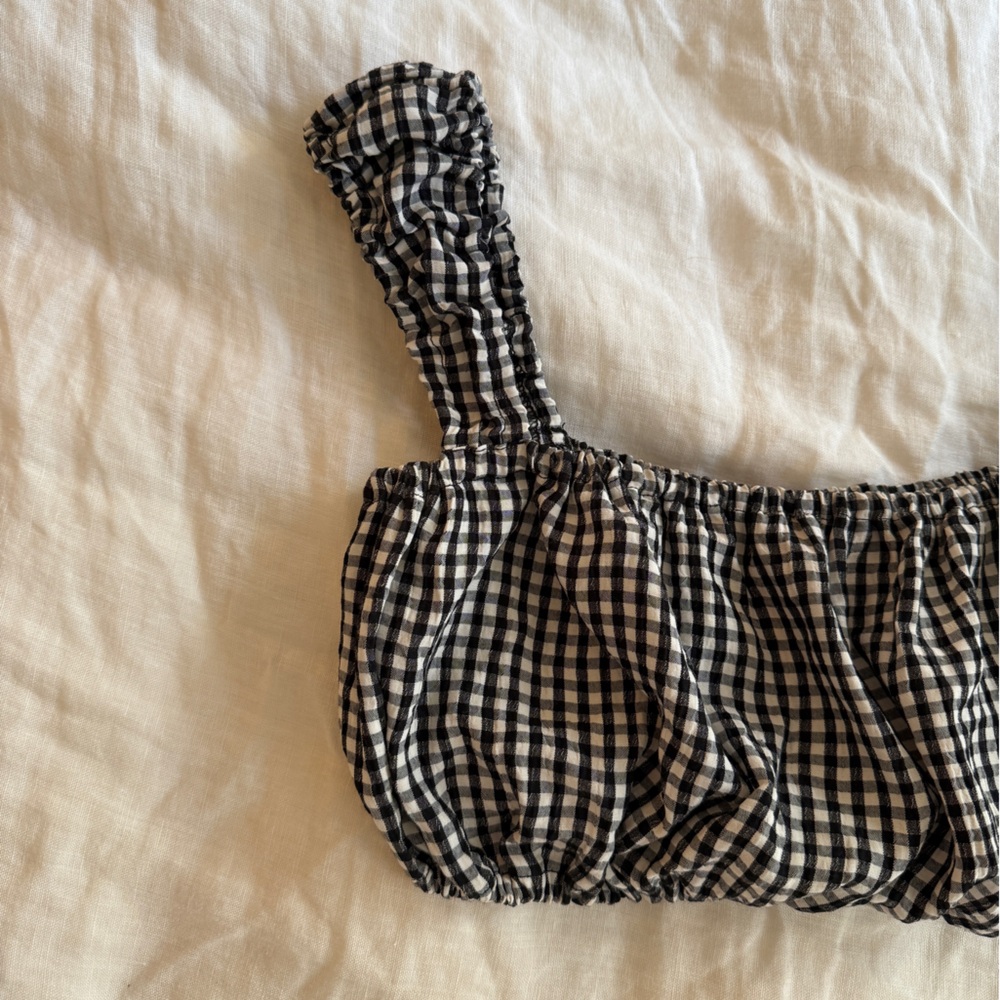 Solid & Striped Gingham Ruffle Strap Top - image 2